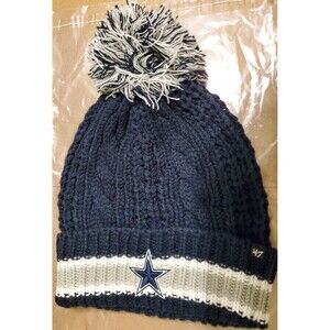 NFL Dallas Cowboys '47 Star Logo Women's Knit Beanie Cap Striped W/Pom - NWT